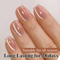 Double Rhythm manicure on model hands showing wearable salon-style magnetic nails
