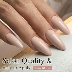 Double Rhythm on natural nails in lifestyle setting showing elegant subtle look