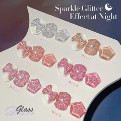 Bridal-style nails with Double Rhythm Fairy Sparkle Silver for elegant sparkle