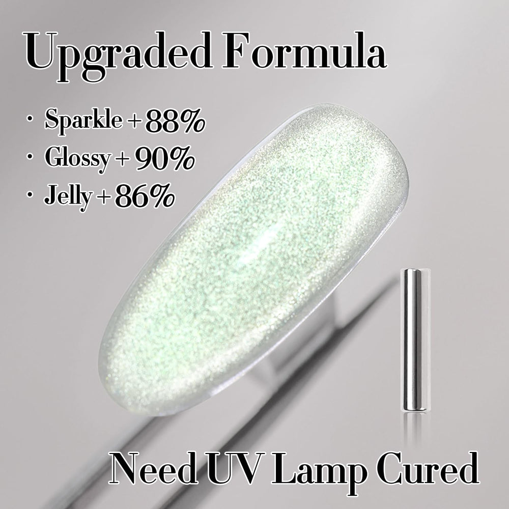 Double Rhythm magnet application over wet polish showing cat-eye stripe for precise design control
