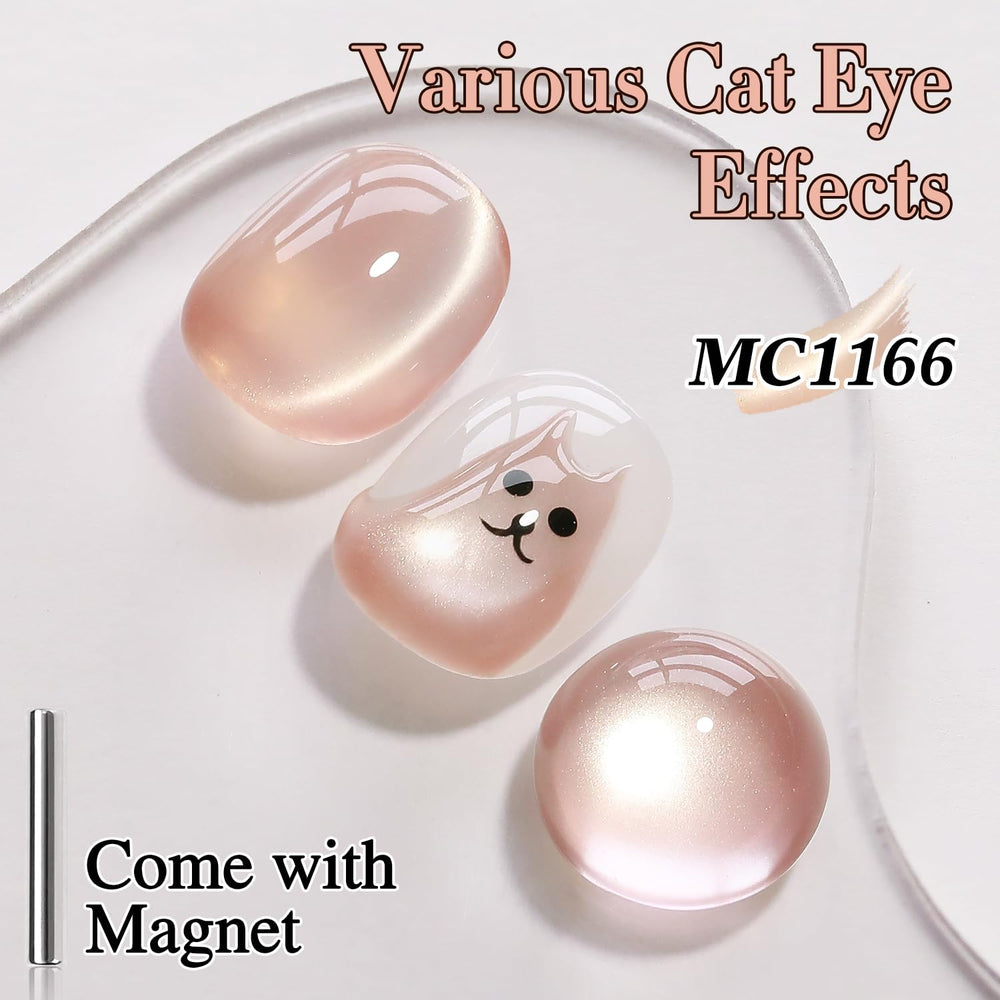 Double Rhythm magnet held over wet polish forming cat-eye stripe for striking detail