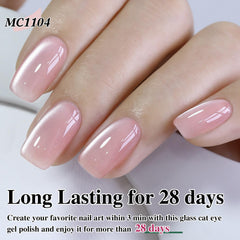 Double Rhythm magnet held over wet nail showing cat eye line for striking effect