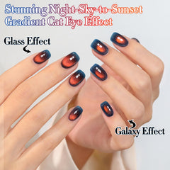 Double Rhythm magnet pulling cat-eye line on nail, demonstrating dramatic design control