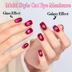 Double Rhythm magnet held above polish showing cat-eye shimmer, demonstrates effect control
