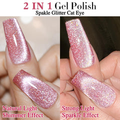 Double Rhythm magnet in use over nail demonstrating clear cat-eye formation