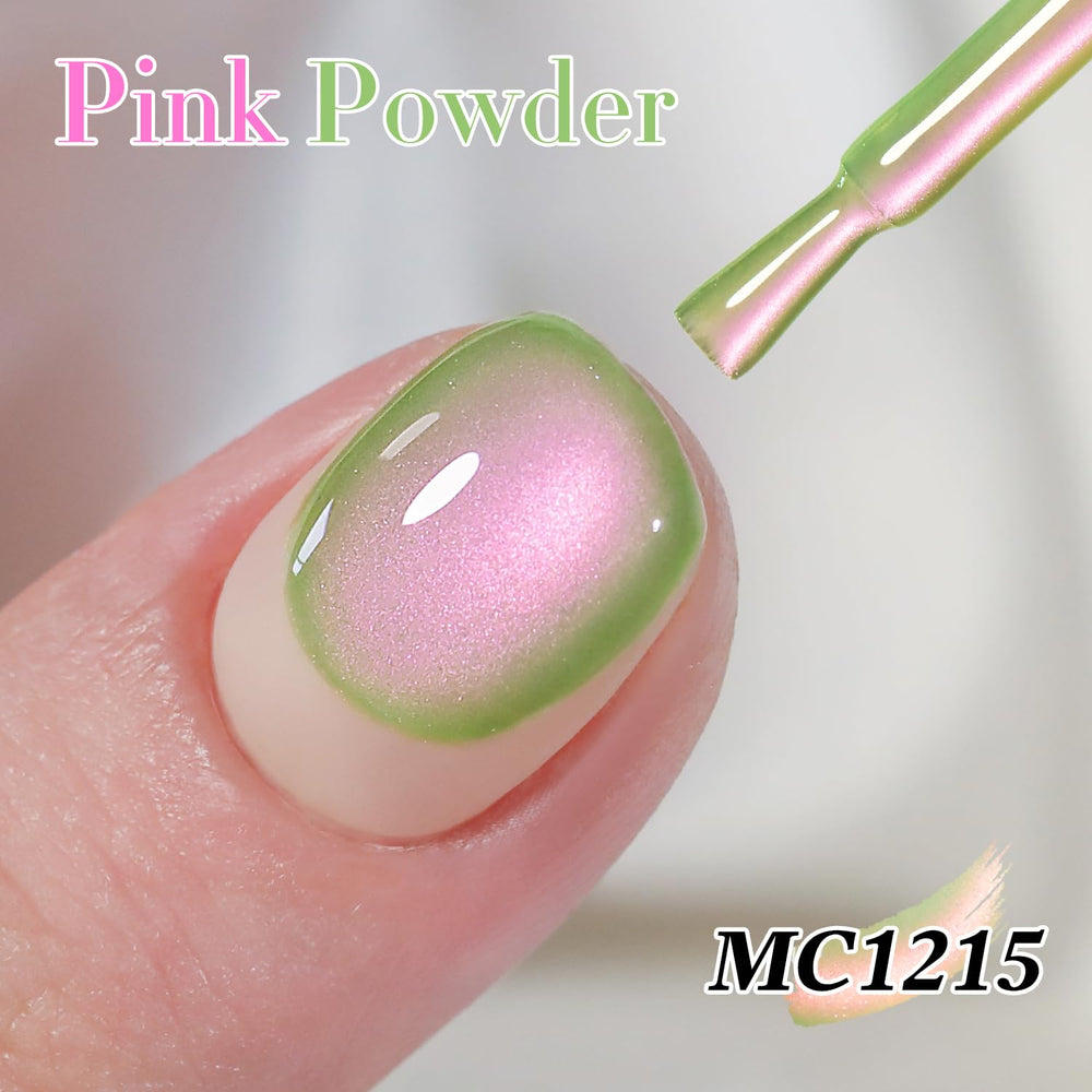 Double Rhythm magnet in use over wet polish, creates defined cat-eye stripe benefit