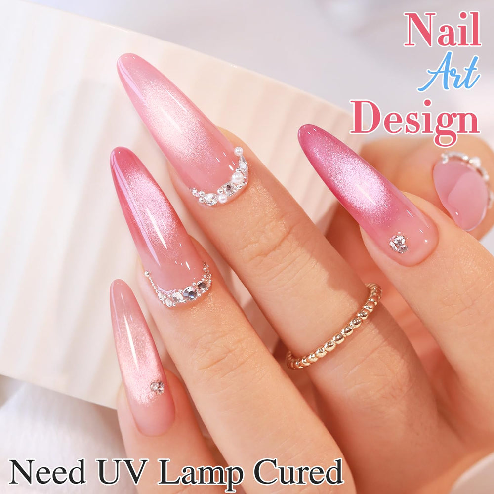 Double Rhythm finished manicure on model hand showcasing wearable nude pink rose