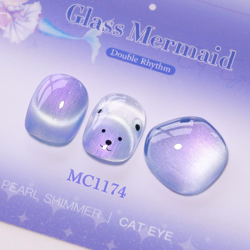 Double Rhythm Mermaid Blue magnet held over wet gel demonstrating cat-eye effect