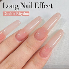 Double Rhythm applied on nail showing glossy, natural-looking finish