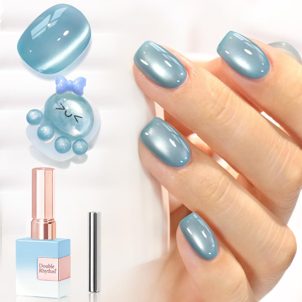 Double Rhythm bottle front view highlighting Mist Blue shimmer and 15ml size benefit