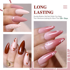 Double Rhythm nails in use on hand showing glossy milky-pastel manicure