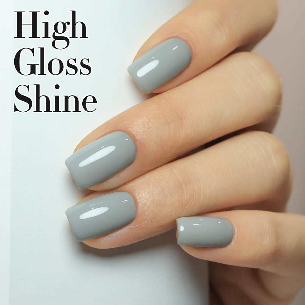 Double Rhythm nail swatch strip showing layered milky gray opacity and color versatility benefit