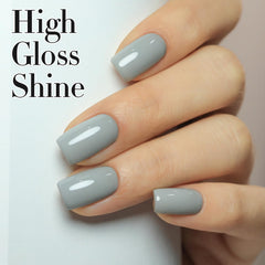 Double Rhythm nail swatch strip showing layered milky gray opacity and color versatility benefit