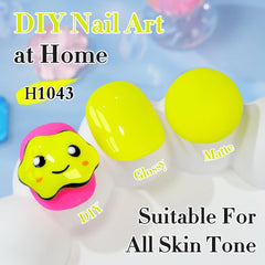 Double Rhythm brush stroke of neon yellow showing smooth coverage and easy application benefit