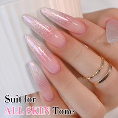 Double Rhythm nails in salon setting demonstrating professional glossy results benefit