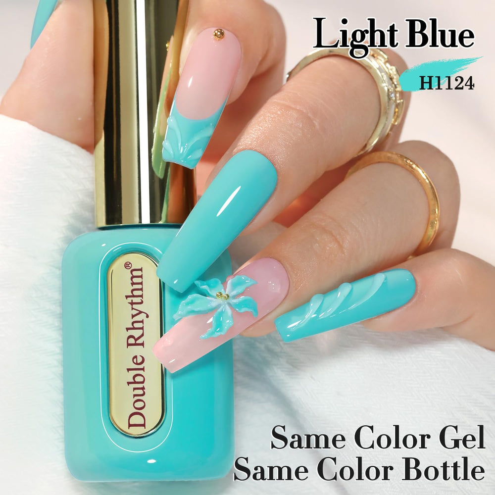 Double Rhythm bottle beside LED lamp illustrating curing process