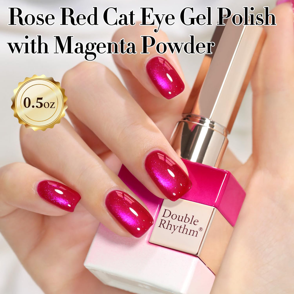 Double Rhythm finished nail swatch with holographic purple finish, benefit: salon-quality shine