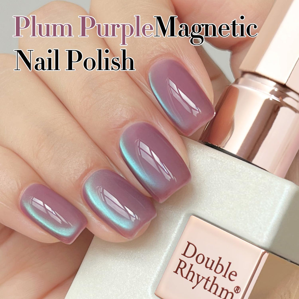 Double Rhythm polish cured under LED lamp showing reflective shimmer