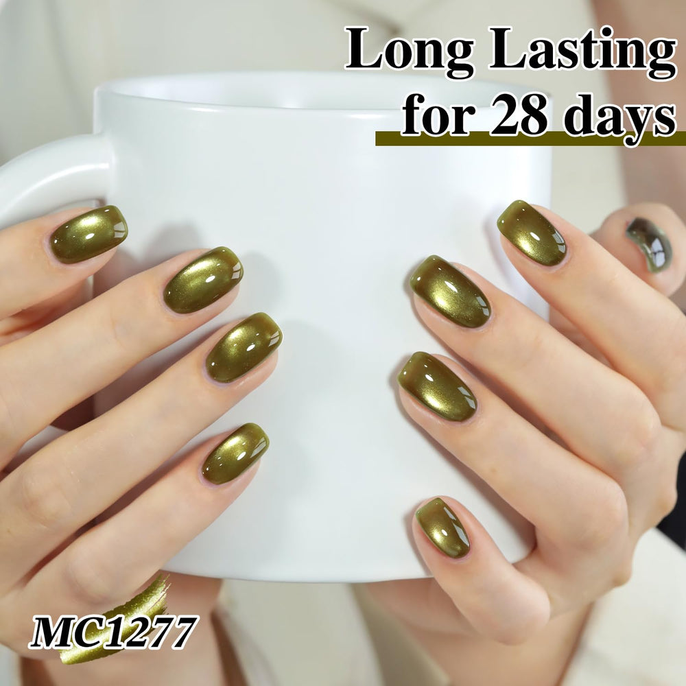 Double Rhythm finished manicured hands in lifestyle setting, shows wearable salon look