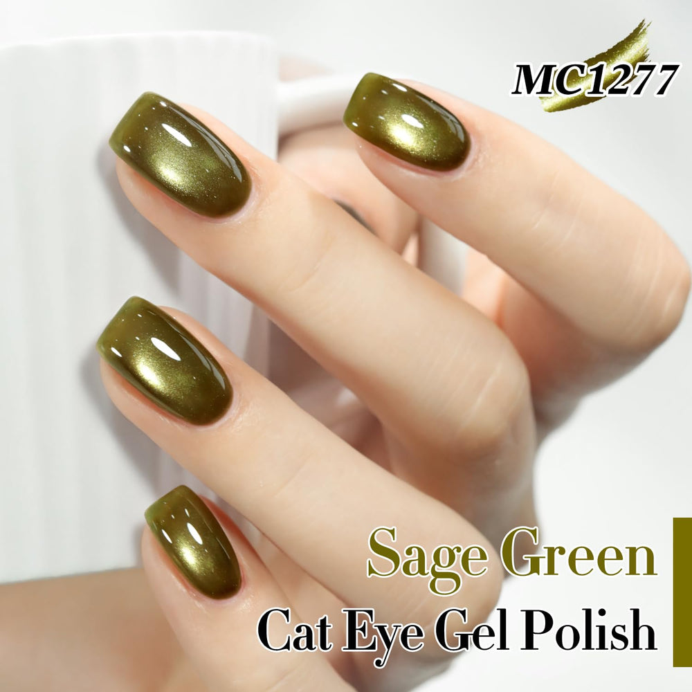 Double Rhythm magnet held over wet polish creating cat-eye band, demonstrates effect control