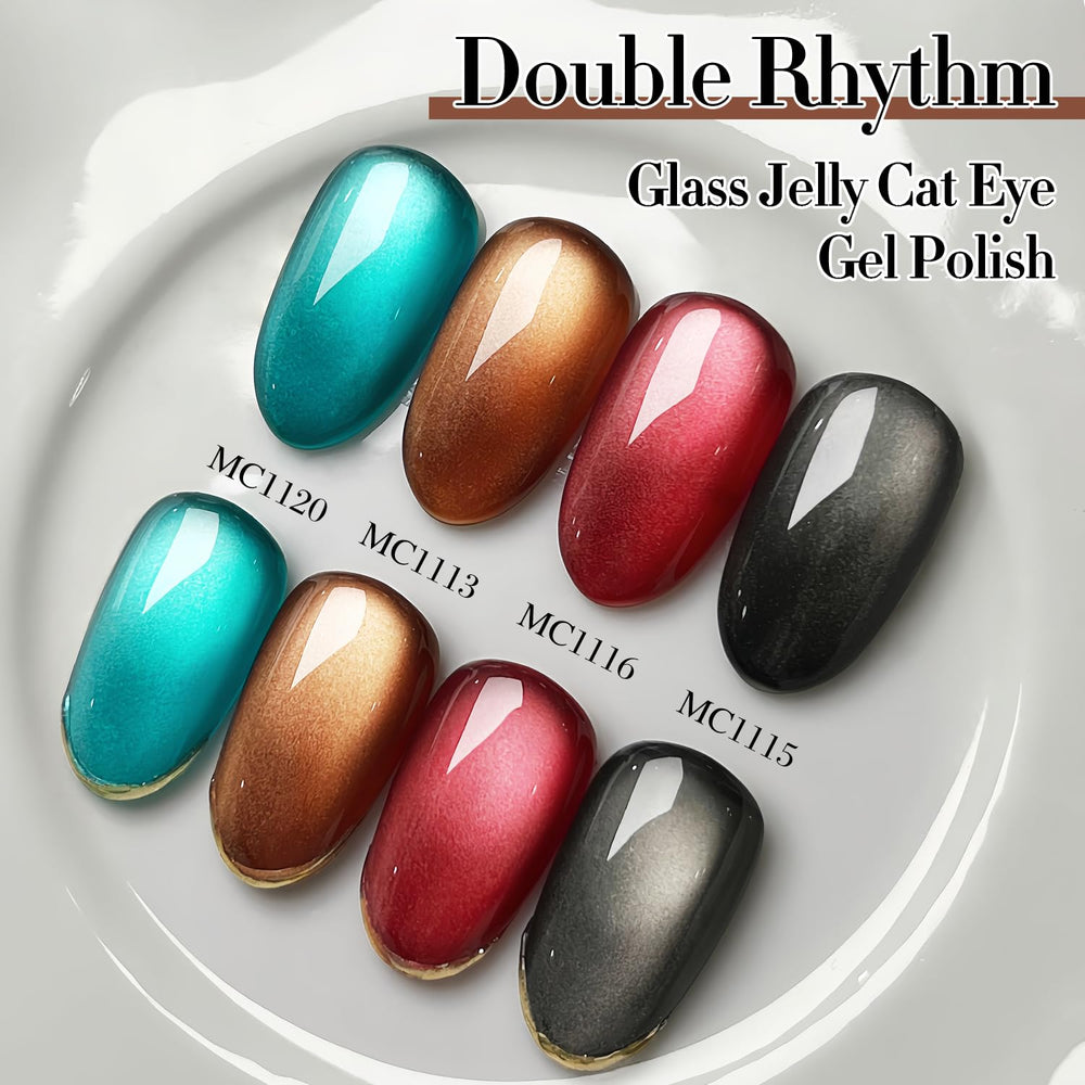 Double Rhythm in-salon application showing curing under LED lamp for durable finish
