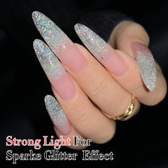 Double Rhythm salon setup with LED lamp demonstrating professional curing and glossy result