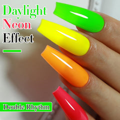 Double Rhythm six bottles fanned out highlighting color variety and bold finish