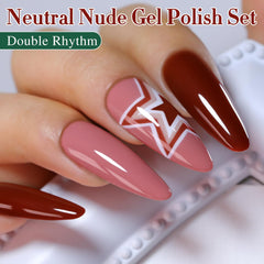 Double Rhythm six color swatch on a fan display showing versatile nude tones