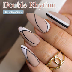 Double Rhythm bottle beside hand for scale showing compact 15ml size benefit