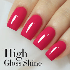 Double Rhythm swatch on nail tip showing red-pink sheer buildable color