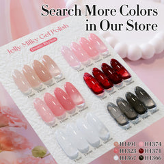 Double Rhythm swatch on nail tip illustrating buildable natural pink layers