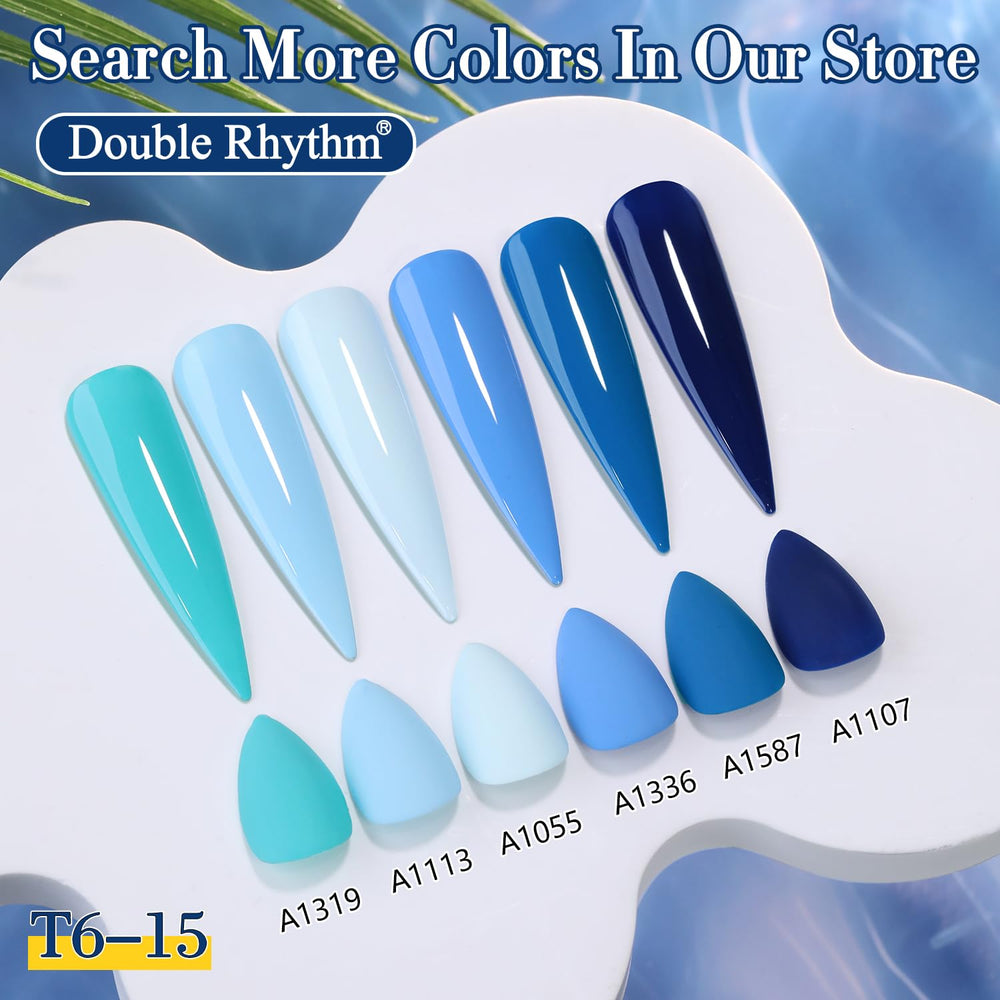 Double Rhythm used for subtle French tip design adding soft teal accent