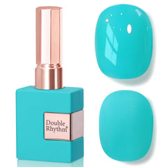 Double Rhythm bottle front view showing teal jelly-glaze polish and neat cap