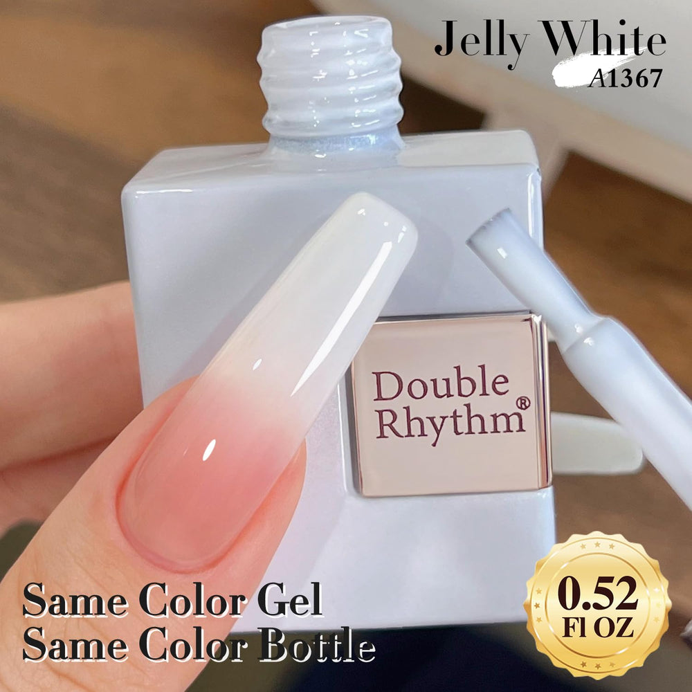 Double Rhythm texture close-up of jelly polish highlighting glossy depth and buildability