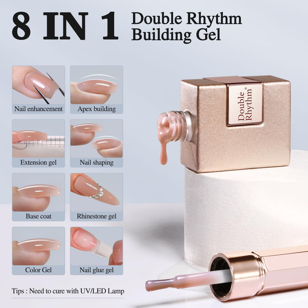 Double Rhythm gel texture close-up revealing smooth builder gel for sculpting
