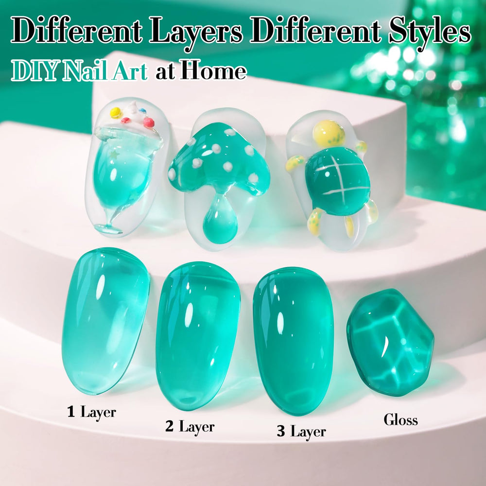Double Rhythm gel drop texture showing glossy translucence benefit