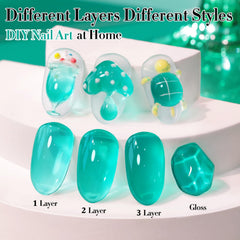 Double Rhythm gel drop texture showing glossy translucence benefit