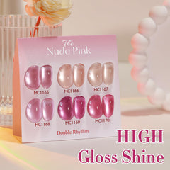 Double Rhythm gel texture close-up highlighting holographic glitter shine