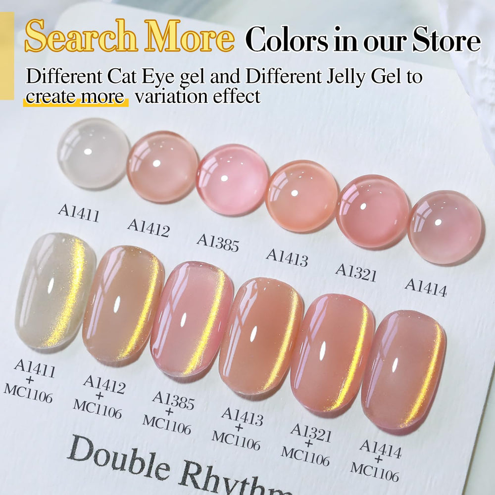 Double Rhythm finished nails under light showing glossy topcoat and long-lasting shine