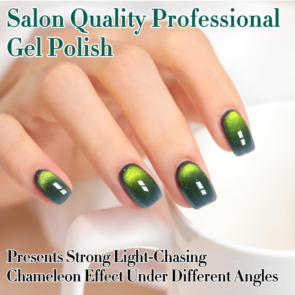 Double Rhythm magnet held over wet polish demonstrating cat-eye creation benefit