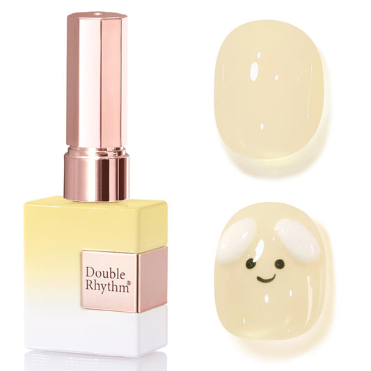 Double Rhythm front bottle showing translucent pastel yellow and capacity