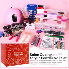 DouborQ twelve acrylic powders arranged by shade to mix custom nail colors