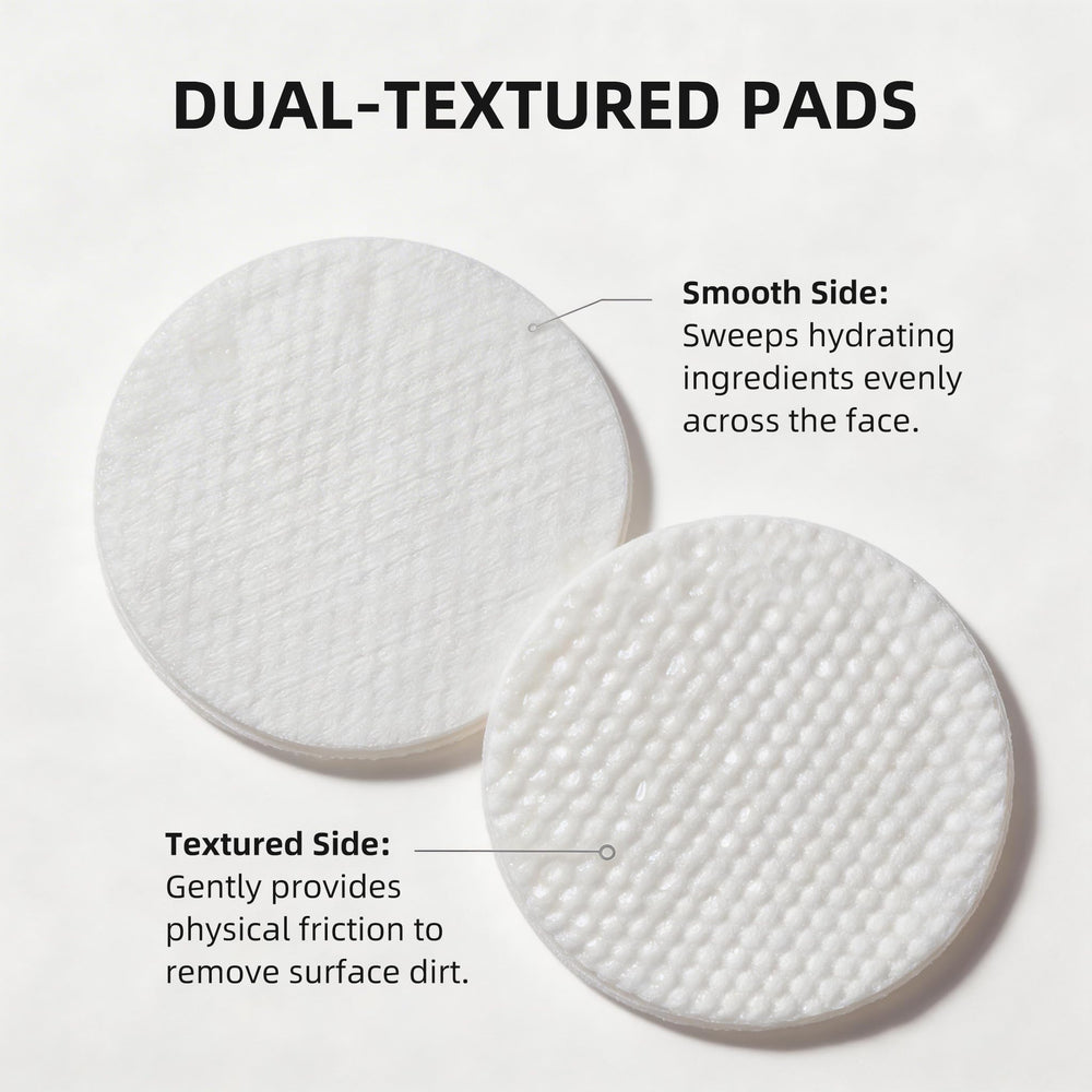DOUCEWAND pad swiped on cheek helping refine skin texture