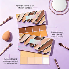 DOUNIU palette beside a ruler showing compact size for travel convenience
