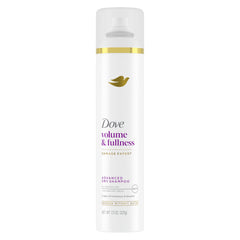 Dove Advanced dry shampoo front packaging showing 7.3 oz can and benefit of instant volume