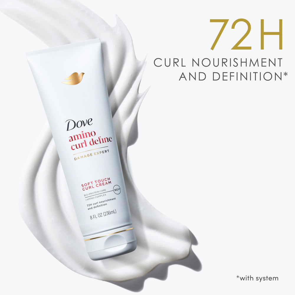 Dove cream in a hand demonstrating texture and easy application for curl control