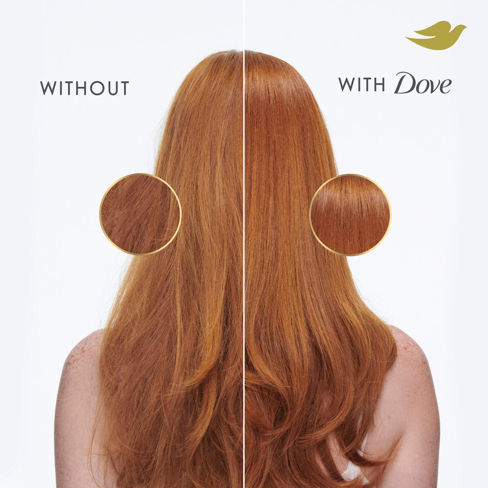 Dove conditioner being applied to mid-lengths and ends for detangling and conditioning benefit