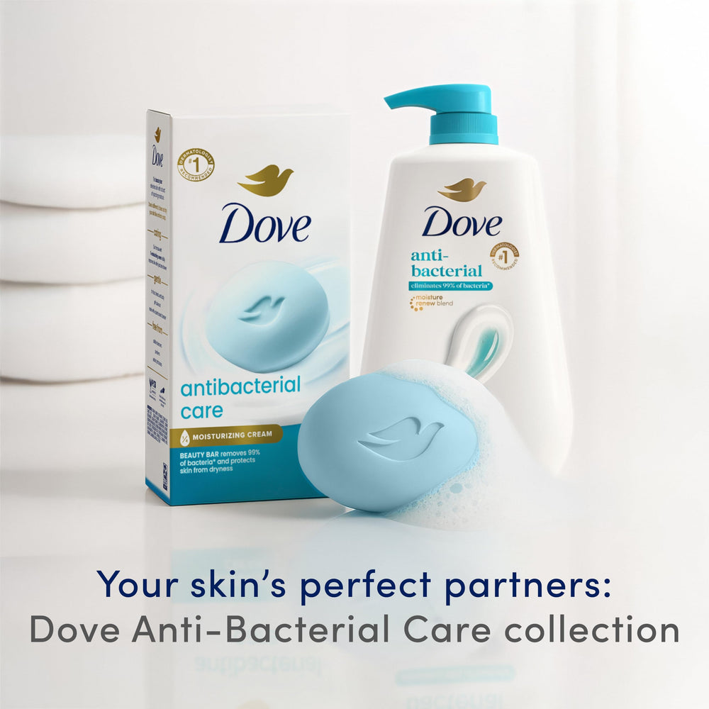 Dove beauty bar on bathroom tray in lifestyle setting for daily use convenience