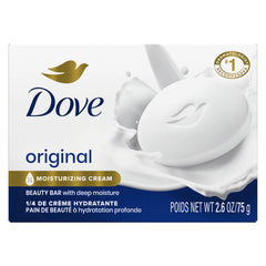 Dove beauty bar front packaging showing 36-pack and moisturizing benefit