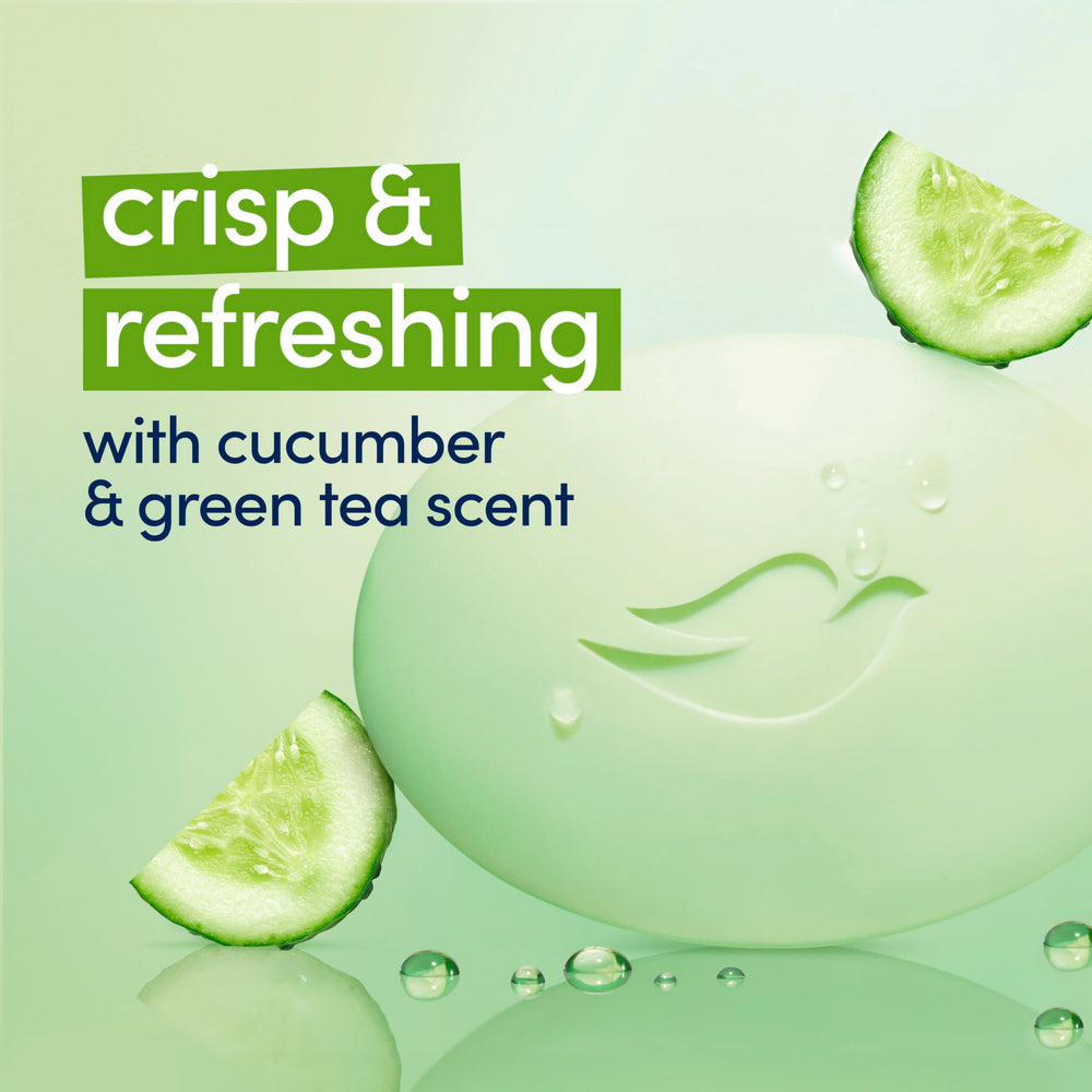 Dove with cucumber and green tea visual highlighting refreshing scent benefit